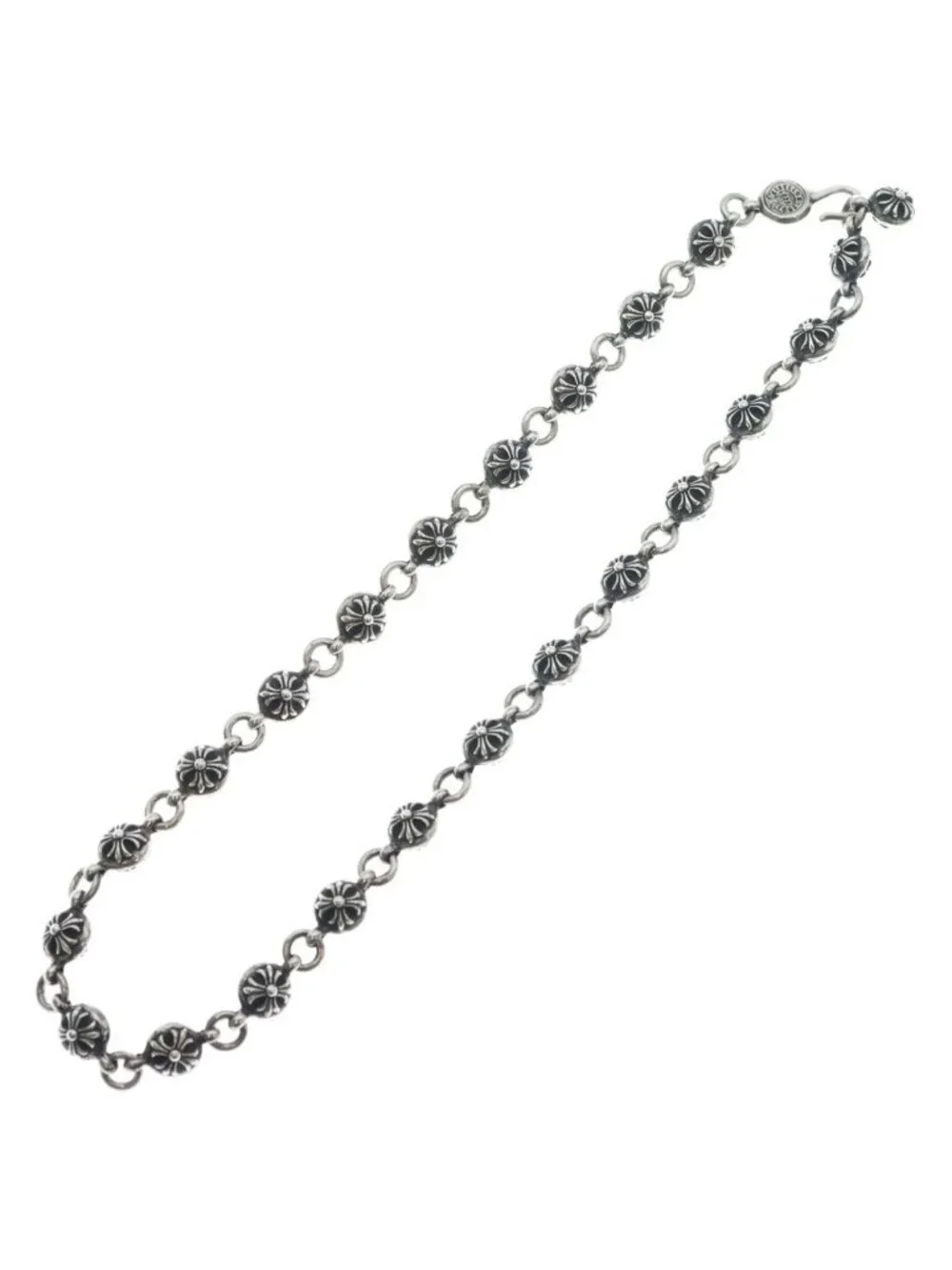Chrome Hearts 2 Cross Ball Chain Silver Necklace